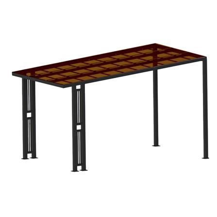 โรงจอดรถสำเร็จรูป หลังคาโพลีคาร์บอเนตแบบตัน ไม่มีรางน้ำฝน เสาตกแต่ง SUNSHIELD 3x5 เมตร สีน้ำตาล_1