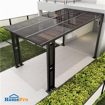 โรงจอดรถสำเร็จรูป หลังคาโพลีคาร์บอเนตแบบตัน ไม่มีร...