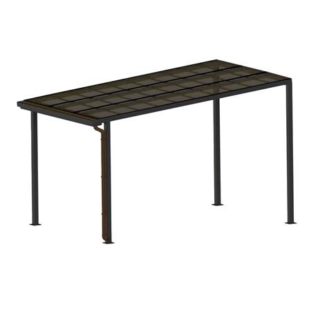 โรงจอดรถสำเร็จรูป หลังคาโพลีคาร์บอเนตแบบตัน มีรางน้ำฝน เสาธรรมดา SUNSHIELD 3x5 เมตร สีเทา_1