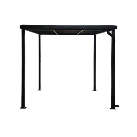 โรงจอดรถสำเร็จรูป หลังคาโพลีคาร์บอเนตแบบตัน มีรางน้ำฝน เสาธรรมดา SUNSHIELD 3x5 เมตร สีเทา_2