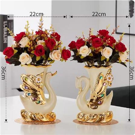 ของตกแต่ง แจกันพร้อมกุหลาบ INTERY CT209E041_15  สีแดง/ครีม_4