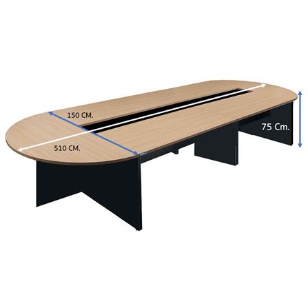 โต๊ะประชุม ICONIC PLCF5100 150x510 ซม. สีโอ๊ค/ดำ_1