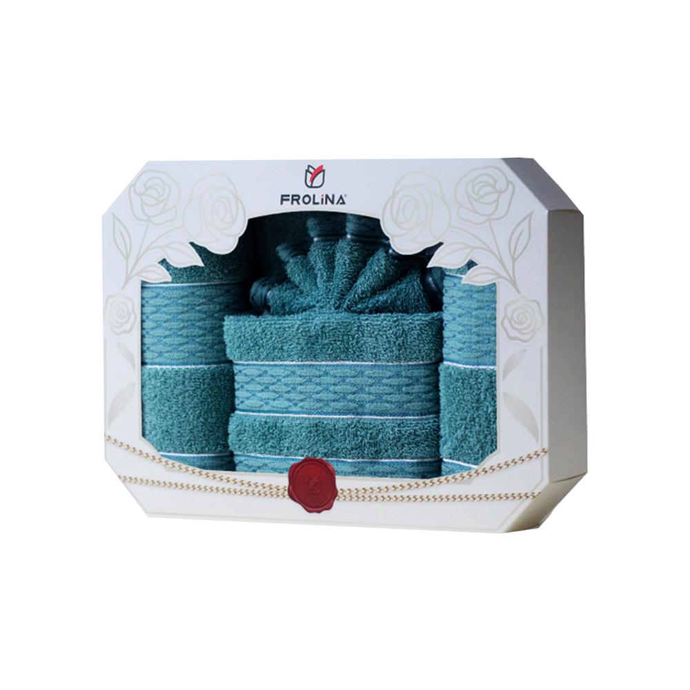 ผ้าขนหนู GIFT SET FROLINA GOLDEN THEADS สี GREEN