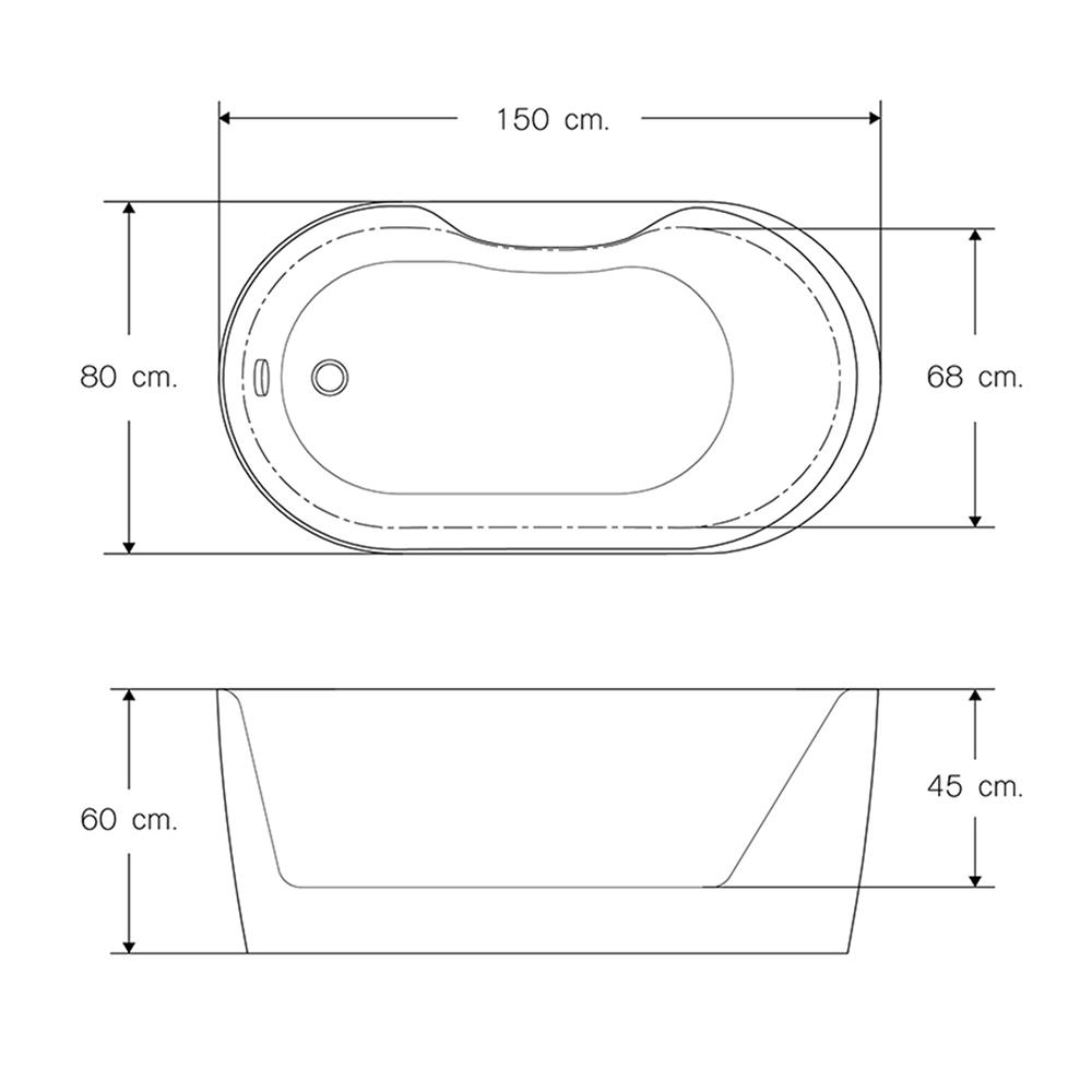 อ่างอาบน้ำ I-SPA I-AST01-M 150 ซม. สีขาว