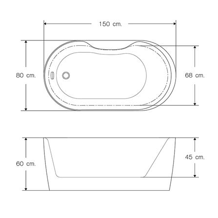 อ่างอาบน้ำ I-SPA I-AST01-M 150 ซม. สีขาว_3