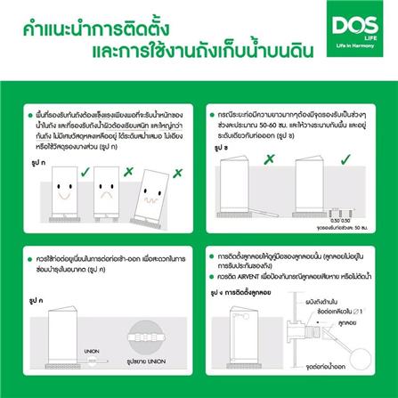 ถังเก็บน้ำ DOS WATER PAC PRO 1500 ลิตร+ปั๊ม HITACHI WM-P250XX2 250 วัตต์+เครื่องกรองน้ำใช้ DUPONT_6