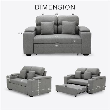 โซฟาเบด 2 ที่นั่ง KONCEPT THIAGO 19228462 สีเทา_6