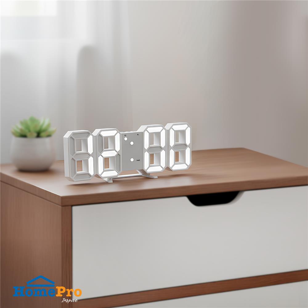 นาฬิกาดิจิทัล LED SNAZZ EE1008 9.4x3.6 นิ้ว สีขาว