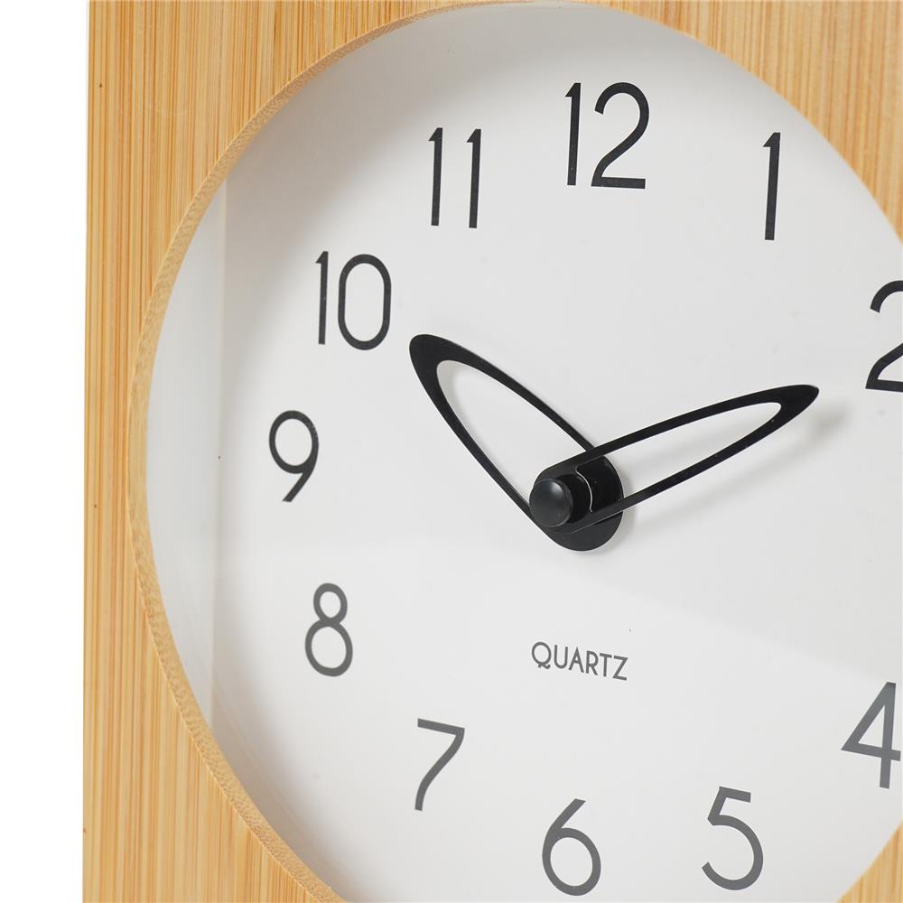 นาฬิกาตั้งโต๊ะไม้ไผ่ SNAZZ BG3003 6.4x6.4 นิ้ว สีขาว