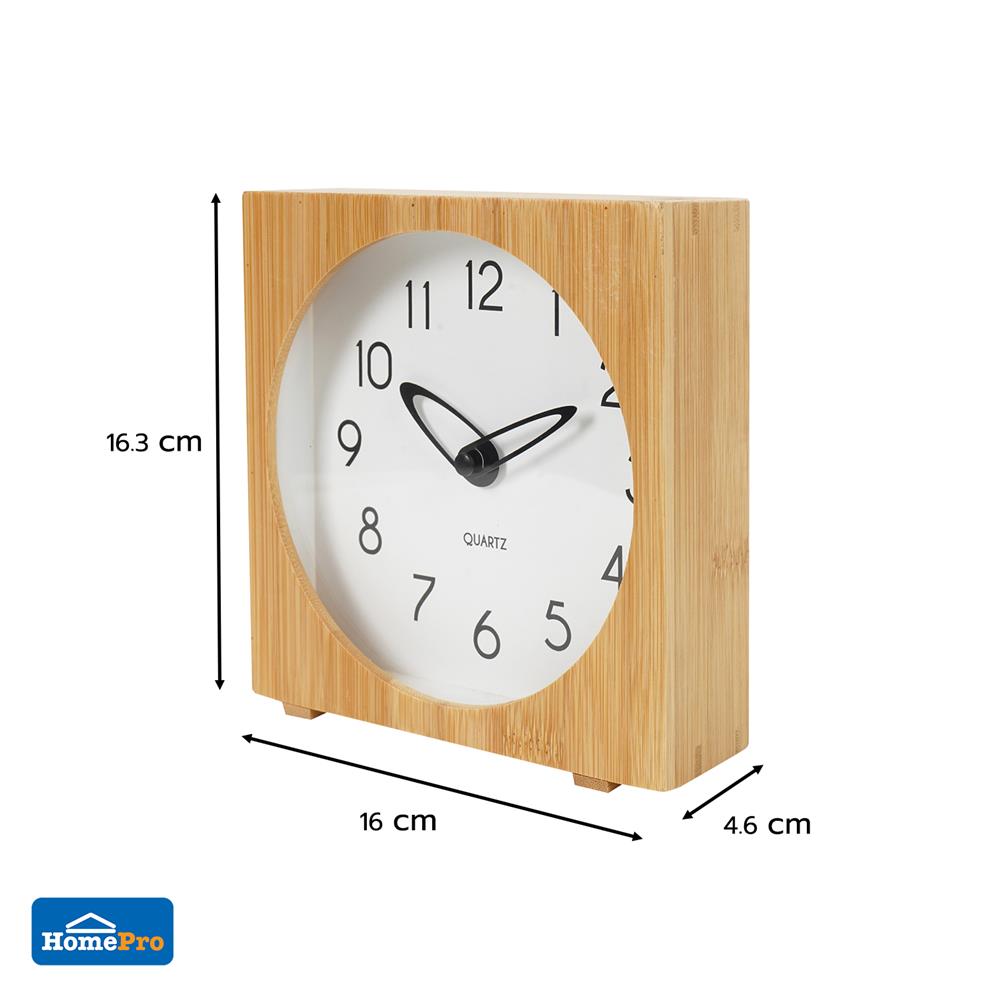 นาฬิกาตั้งโต๊ะไม้ไผ่ SNAZZ BG3003 6.4x6.4 นิ้ว สีขาว