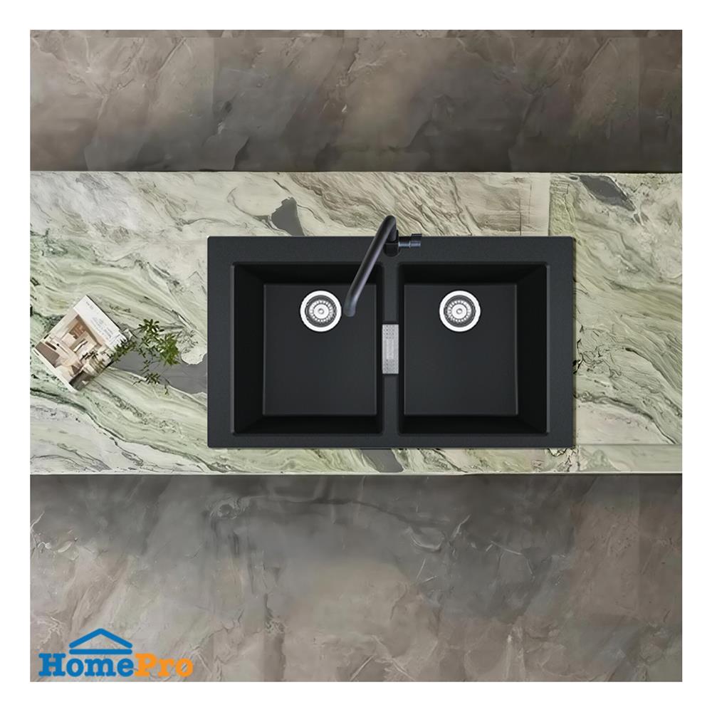 ซิงค์ฝัง 2 หลุม FRANKE S2D 620 BLACK สีดำ