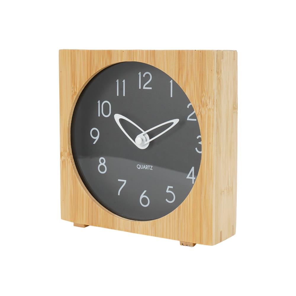 นาฬิกาตั้งโต๊ะไม้ไผ่ SNAZZ BG3003 6.4x6.4 นิ้ว สีดำ