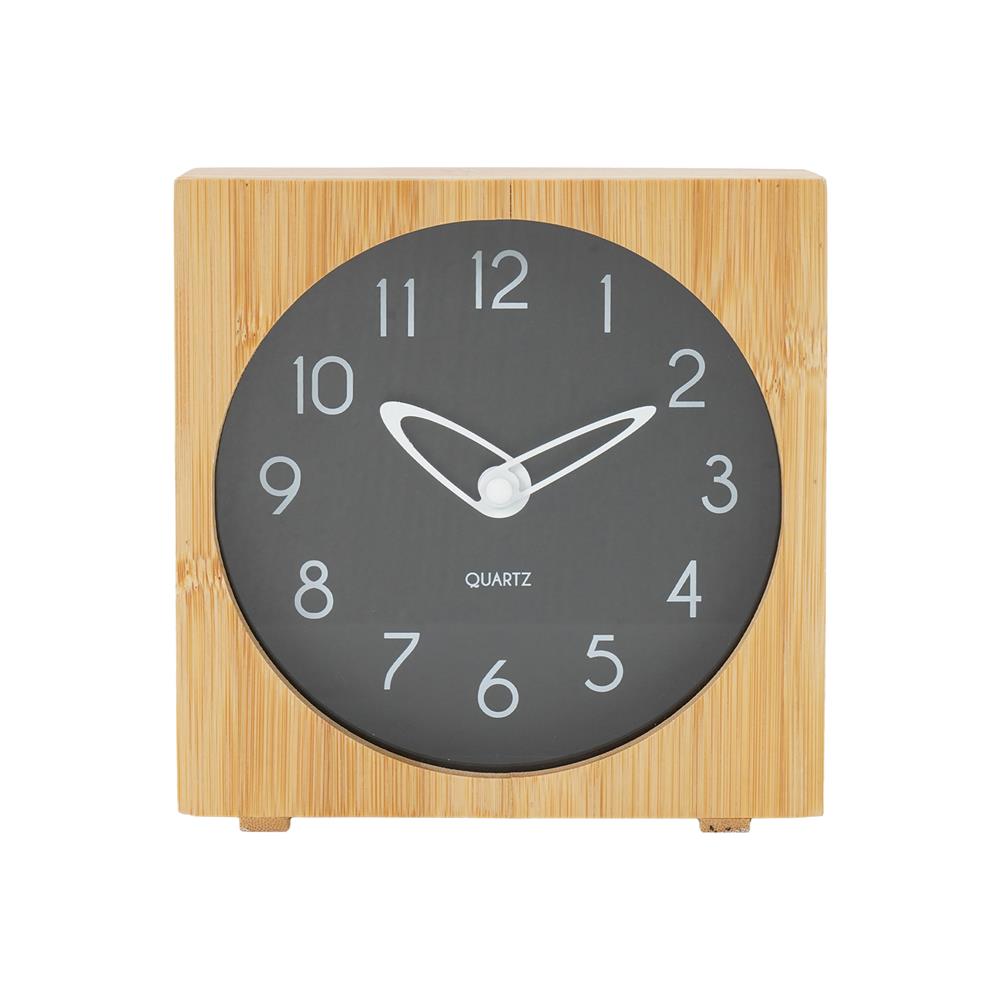 นาฬิกาตั้งโต๊ะไม้ไผ่ SNAZZ BG3003 6.4x6.4 นิ้ว สีดำ
