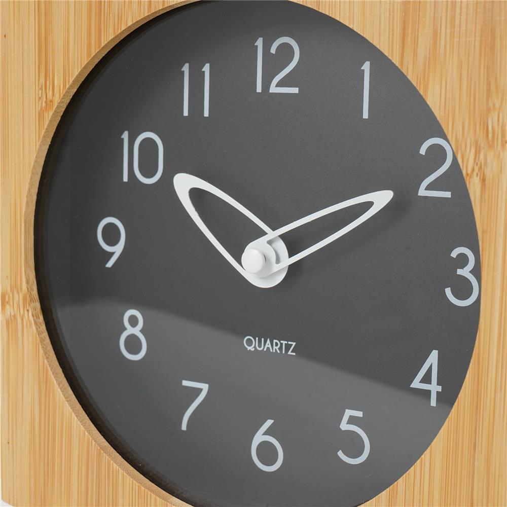 นาฬิกาตั้งโต๊ะไม้ไผ่ SNAZZ BG3003 6.4x6.4 นิ้ว สีดำ