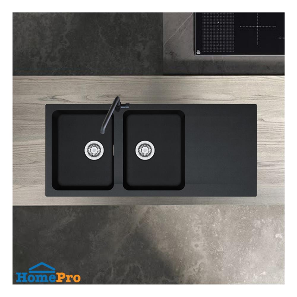 ซิงค์ฝัง 2 หลุม 1 ที่พัก FRANKE OID 621 BLACK สีดำ