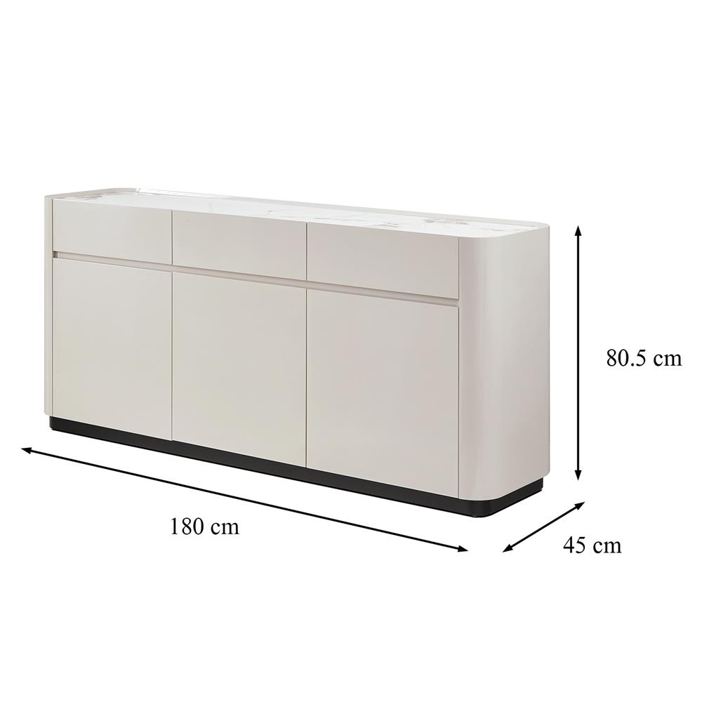 ตู้เตี้ย บานผสม BENETTA GLAMORI 180 ซม. สีเทา/ลายหินอ่อนขาว