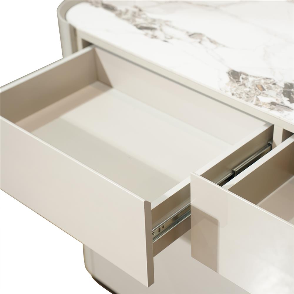 ตู้เตี้ย บานผสม BENETTA GLAMORI 180 ซม. สีเทา/ลายหินอ่อนขาว