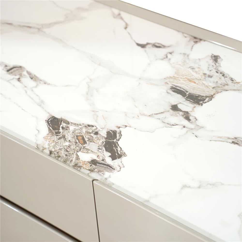 ตู้เตี้ย บานผสม BENETTA GLAMORI 180 ซม. สีเทา/ลายหินอ่อนขาว