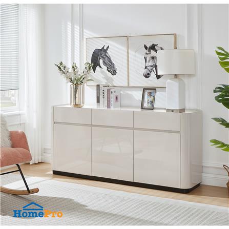 ตู้เตี้ย บานผสม BENETTA GLAMORI 180 ซม. สีเทา/ลายหินอ่อนขาว_2