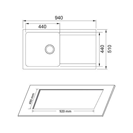 ซิงค์ฝัง 1 หลุม 1 ที่พัก FRANKE OID 611-94 BLACK สีดำ_4