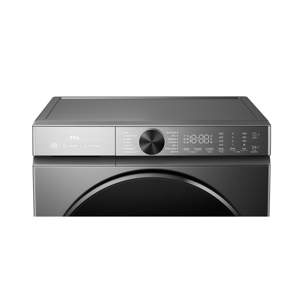 เครื่องซักอบผ้าฝาหน้า TCL WT12XCWDG 12/8 กก. 1400 RPM อินเวอร์เตอร์ สีเทา