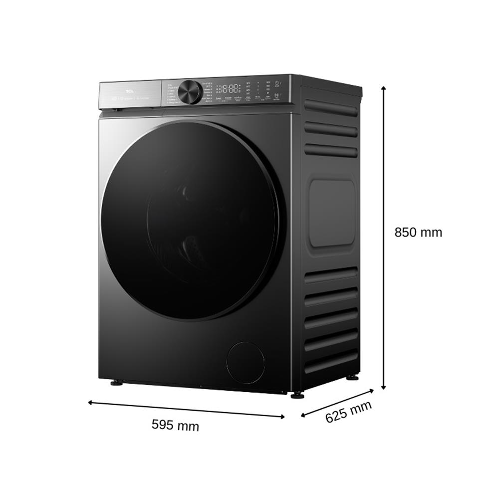 เครื่องซักอบผ้าฝาหน้า TCL WT12XCWDG 12/8 กก. 1400 RPM อินเวอร์เตอร์ สีเทา