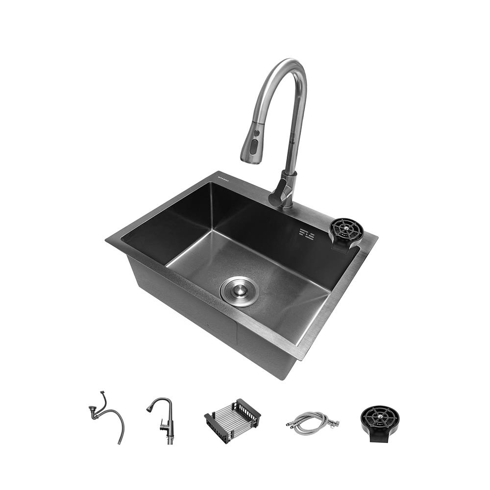 ซิงค์ฝัง 1 หลุม KUCINE SKY 55451B RIN สีเทาดำ