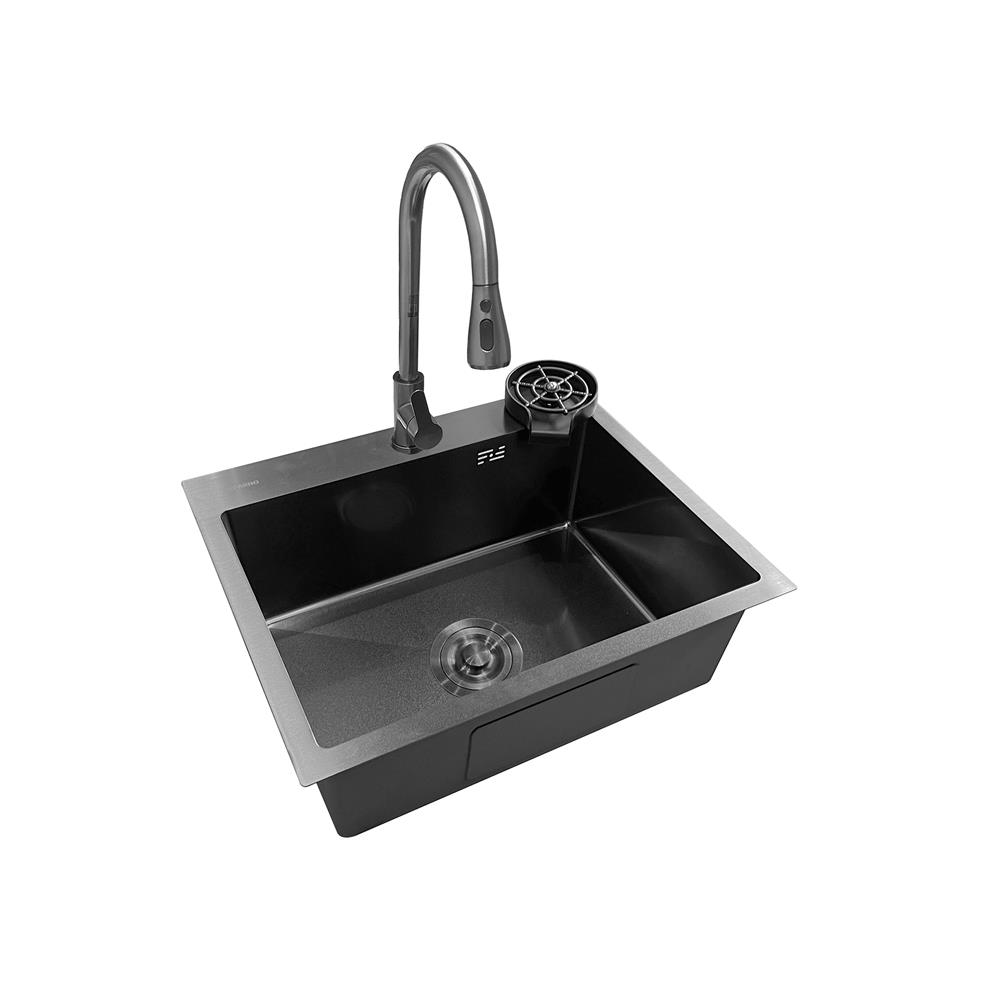 ซิงค์ฝัง 1 หลุม KUCINE SKY 55451B RIN สีเทาดำ