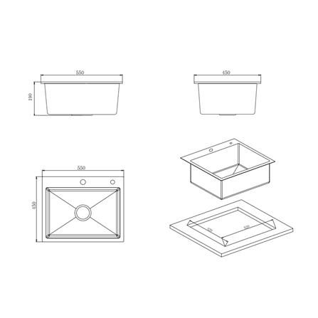 ซิงค์ฝัง 1 หลุม KUCINE SKY 55451B RIN สีเทาดำ_7