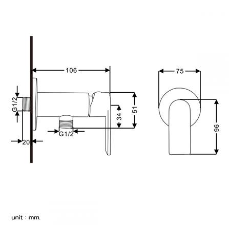 วาล์วฝักบัว 1 ทาง RASLAND RA C311-C99-MATT_6