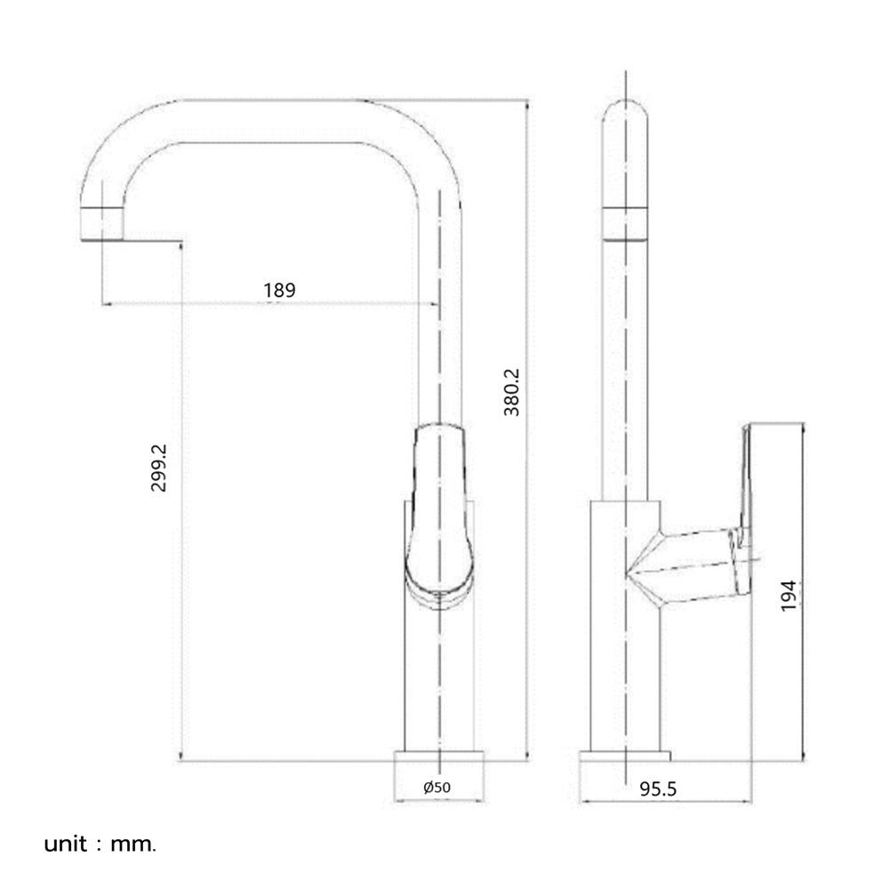 ก๊อกซิงค์ผสมเคาน์เตอร์ MEX 11105SB-E36