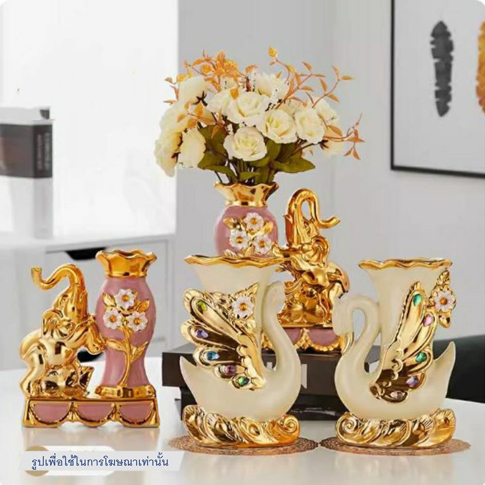 ของตกแต่ง แจกันพร้อมดอกกุหลาบ INTERY CT209E041_16 สีชมพู