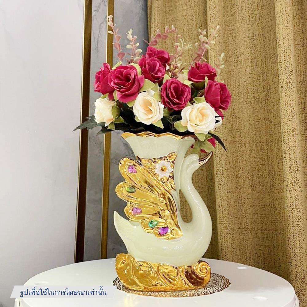 ของตกแต่ง แจกันพร้อมดอกกุหลาบ INTERY CT209E041_16 สีชมพู