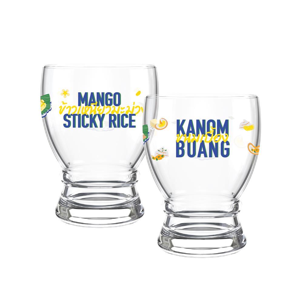 แก้วน้ำ 300 มล. OCEAN GLASS SOFT POWER FOOD ข้าวเหนียวมะม่วง & ขนมเบื้อง (แพ็ก 2 ใบ)