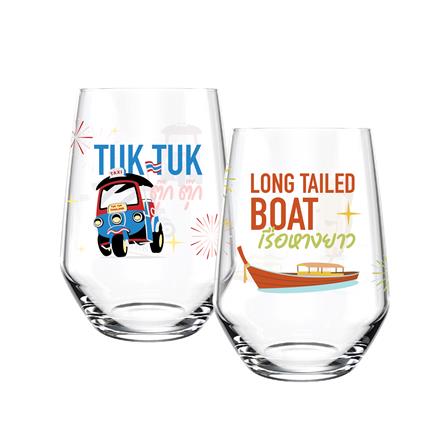 แก้วน้ำ 370 มล. OCEAN GLASS SOFT POWER CULTURE ตุ๊กตุ๊ก & เรือหางยาว (แพ็ก 2 ใบ)_0