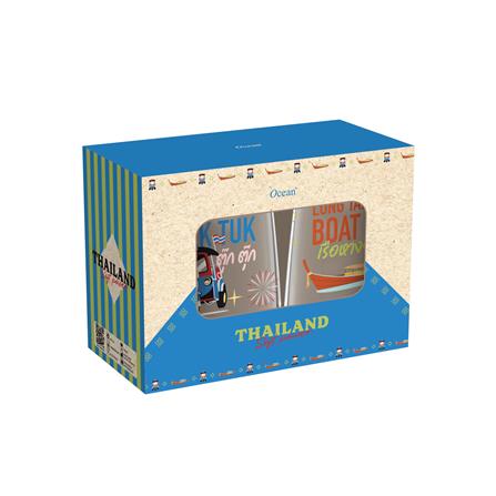 แก้วน้ำ 370 มล. OCEAN GLASS SOFT POWER CULTURE ตุ๊กตุ๊ก & เรือหางยาว (แพ็ก 2 ใบ)_1