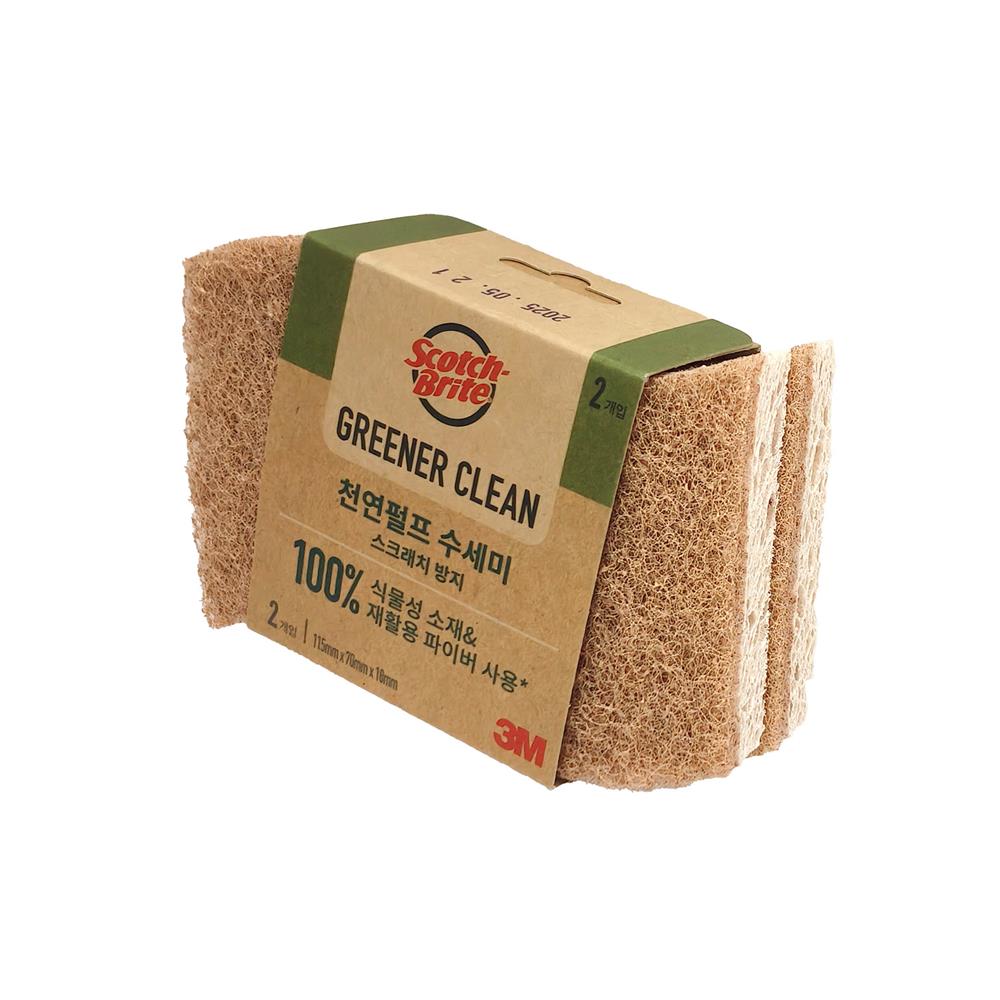 ฟองน้ำเซลลูโลสพร้อมแผ่นใยขัด SCOTCH-BRITE GREENER CLEAN สำหรับงานขัดไร้ริ้วรอย (แพ็ก 2 ชิ้น)