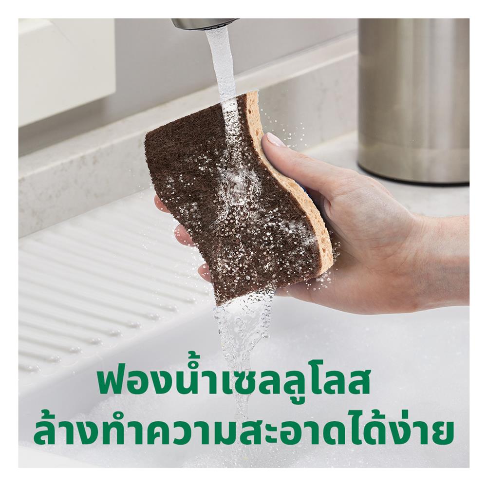 ฟองน้ำเซลลูโลสพร้อมแผ่นใยขัด SCOTCH-BRITE GREENER CLEAN สำหรับงานขัดไร้ริ้วรอย (แพ็ก 2 ชิ้น)
