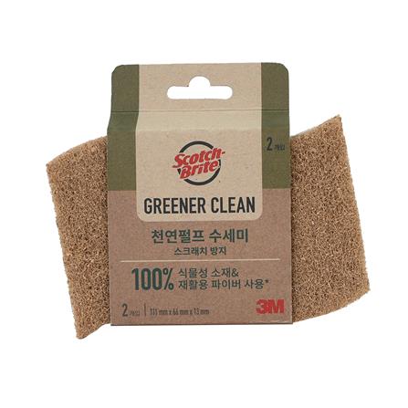 ฟองน้ำเซลลูโลสพร้อมแผ่นใยขัด SCOTCH-BRITE GREENER CLEAN สำหรับงานขัดไร้ริ้วรอย (แพ็ก 2 ชิ้น)_0