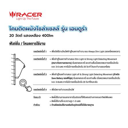 ไฟผนังภายนอก SOLAR RACER ENDURA 20 วัตต์ WARM WHITE สีดำ (1 แถม 1)_8