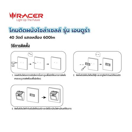 ไฟผนังภายนอก SOLAR RACER ENDURA 40 วัตต์ WARM WHITE สีดำ (1 แถม 1)_7