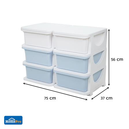 ตู้ลิ้นชัก 3 ชั้น STACKO LITTLE-P 75x37x56 ซม. สีฟ้า/ขาว_5