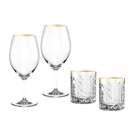 ชุดแก้วไวน์ 625 มล. และแก้ววิสกี้ 350 มล. OCEAN GLASS RETIREMENT BD GOLD RIMIMG (แพ็ก 4 ชิ้น)_0