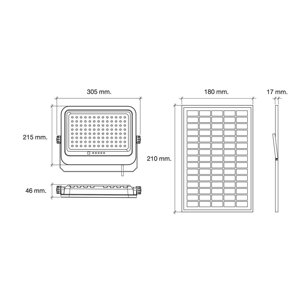 สปอตไลท์ SOLAR HI-TEK NUEVO 100 วัตต์ DAYLIGHT สีเทา