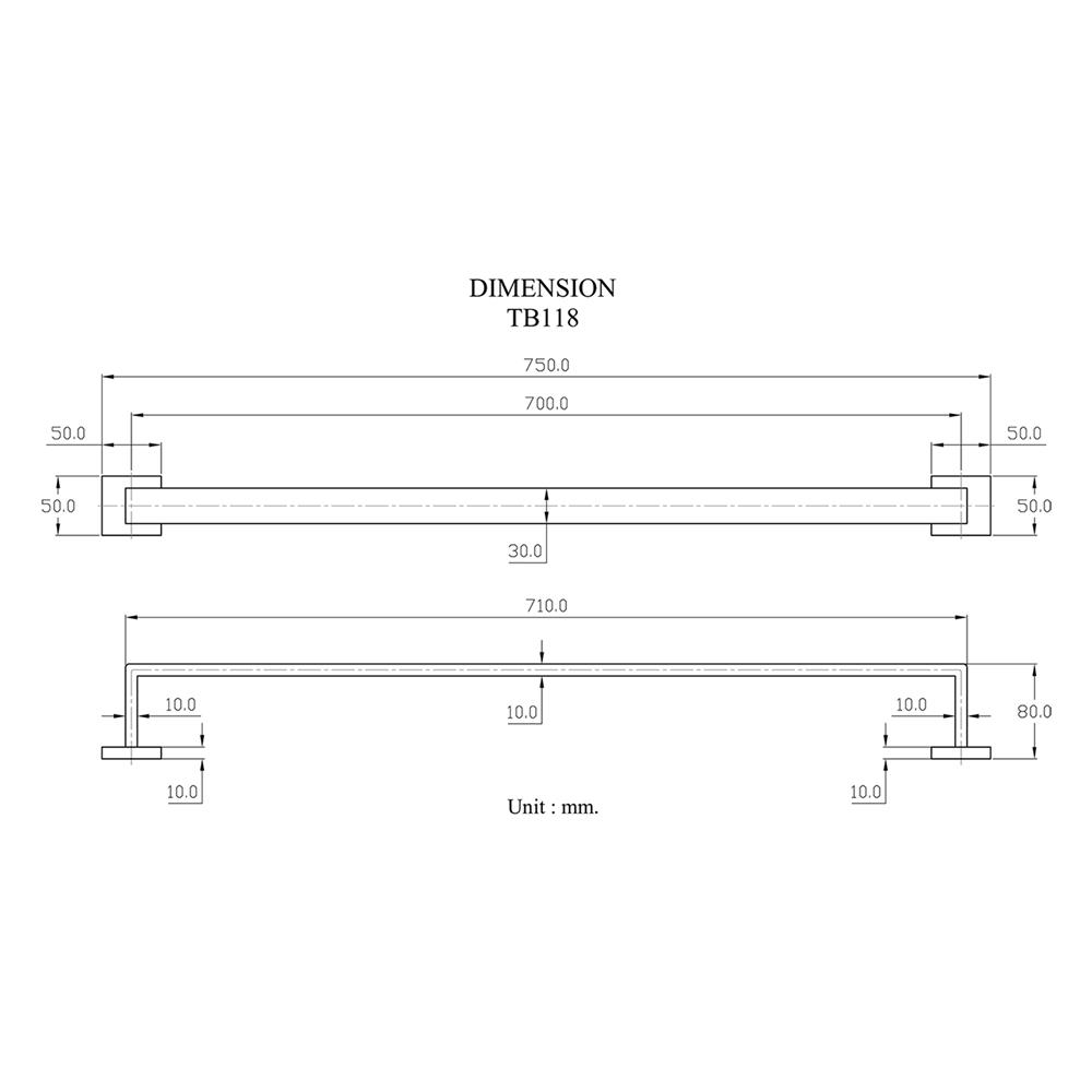 ราวแขวนผ้า HANG TB-118 สีโครม