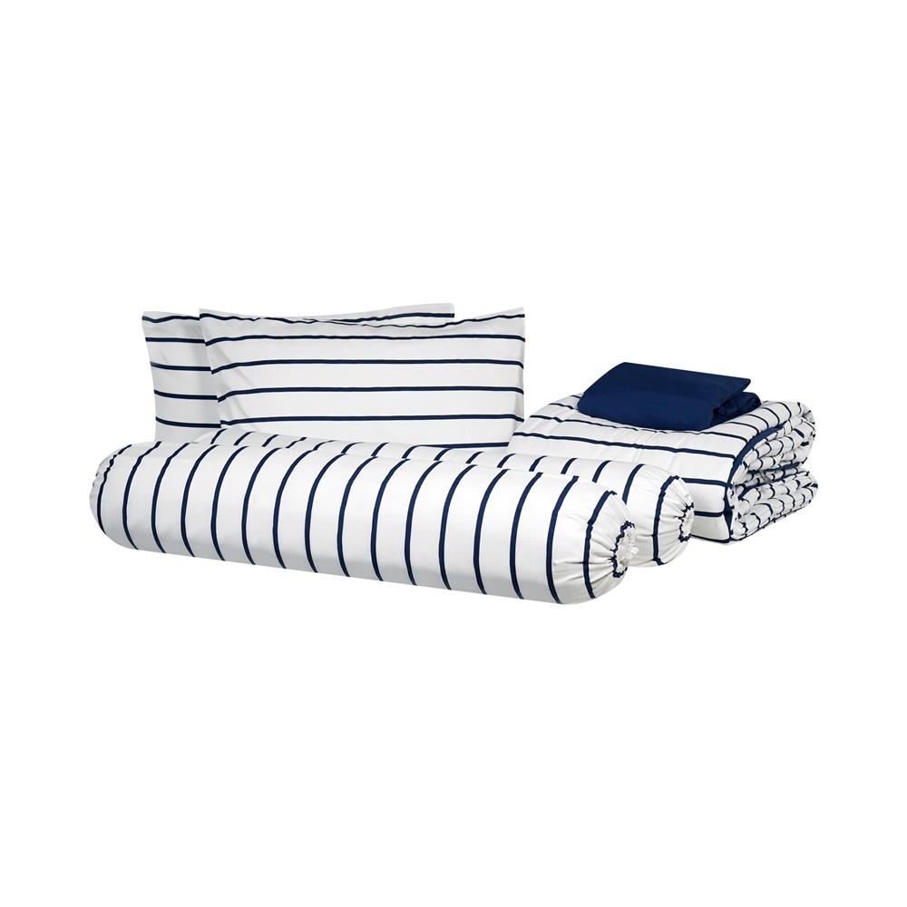 ชุดผ้าปูที่นอน 6 ฟุต (ชุด 6 ชิ้น) HOME LIVING STYLE SAILOR สี NAVY