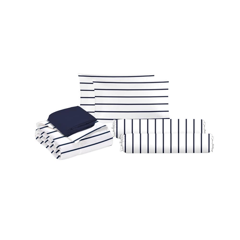 ชุดผ้าปูที่นอน 6 ฟุต (ชุด 6 ชิ้น) HOME LIVING STYLE SAILOR สี NAVY