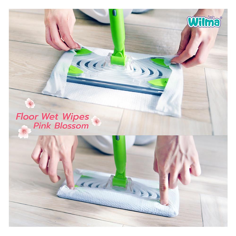 ผ้าถูพื้นแบบเปียก WILMA กลิ่น PINK BLOSSOM (20 แผ่น)
