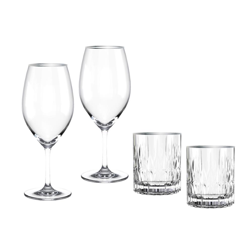 ชุดแก้วไวน์ 425 มล. และแก้ววิสกี้ 350 มล. OCEAN GLASS RETIREMENT CB PLATINUM RIMIMG (แพ็ก 4 ชิ้น)