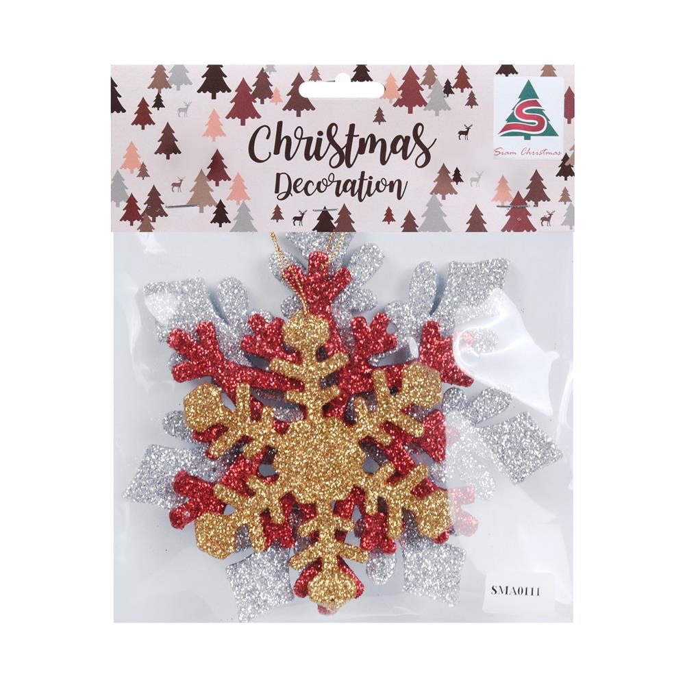 ของตกแต่ง SIAMXMAS SNOW FLAKE หลากสี (แพ็ก 3 ชิ้น)